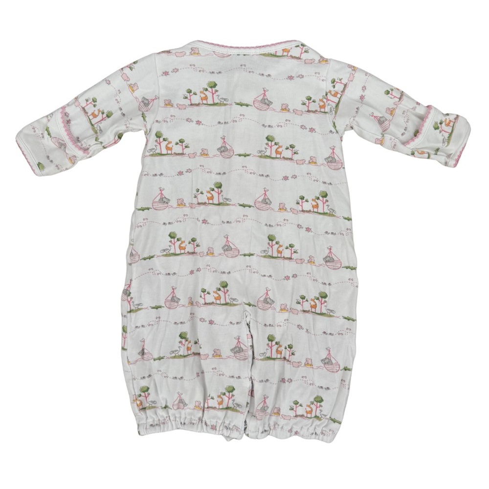 Kissy Kissy Noah's Print Convertible Playsuit Gown‎ Pink Preemie Pima Cotton - Picture 3 of 5